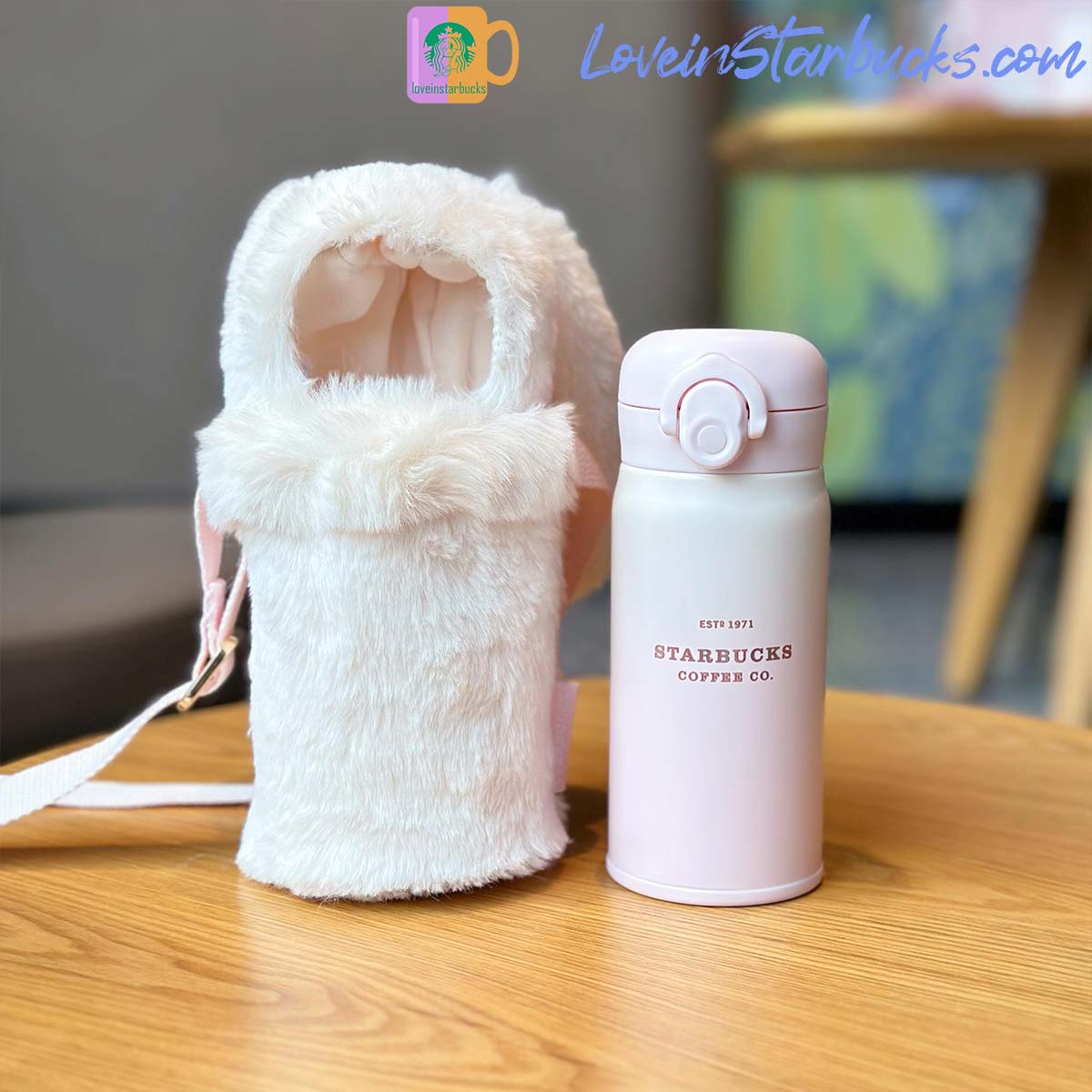 2023 China Starbucks Peach Blossoms Thermos Rabbit cup 350ml Starbucks loveinstarbucks