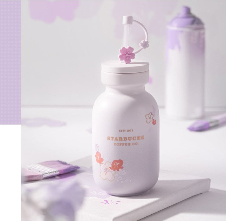 Starbucks tumbler China 2023 mystic purple series flower ceramic mug straw cup 430ml Starbucks loveinstarbucks