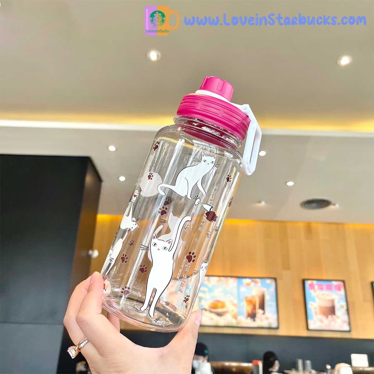 Starbucks 2023 China kate spade co-branded cat Plastic cup 1050ml set Starbucks loveinstarbucks