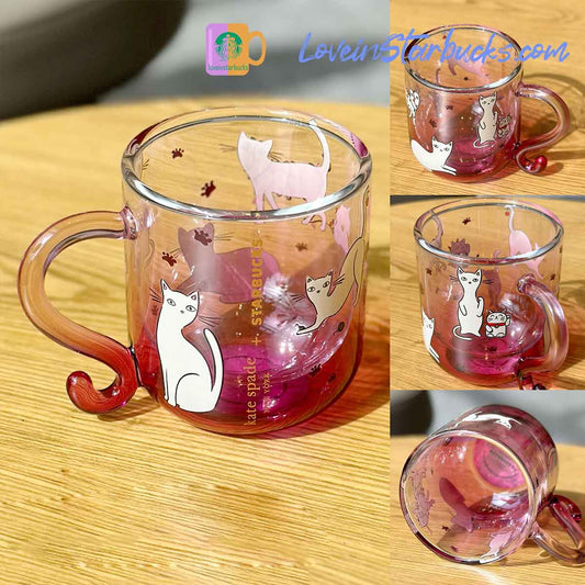 Starbucks 2023 China kate spade co-branded cat glass 275ml Starbucks loveinstarbucks