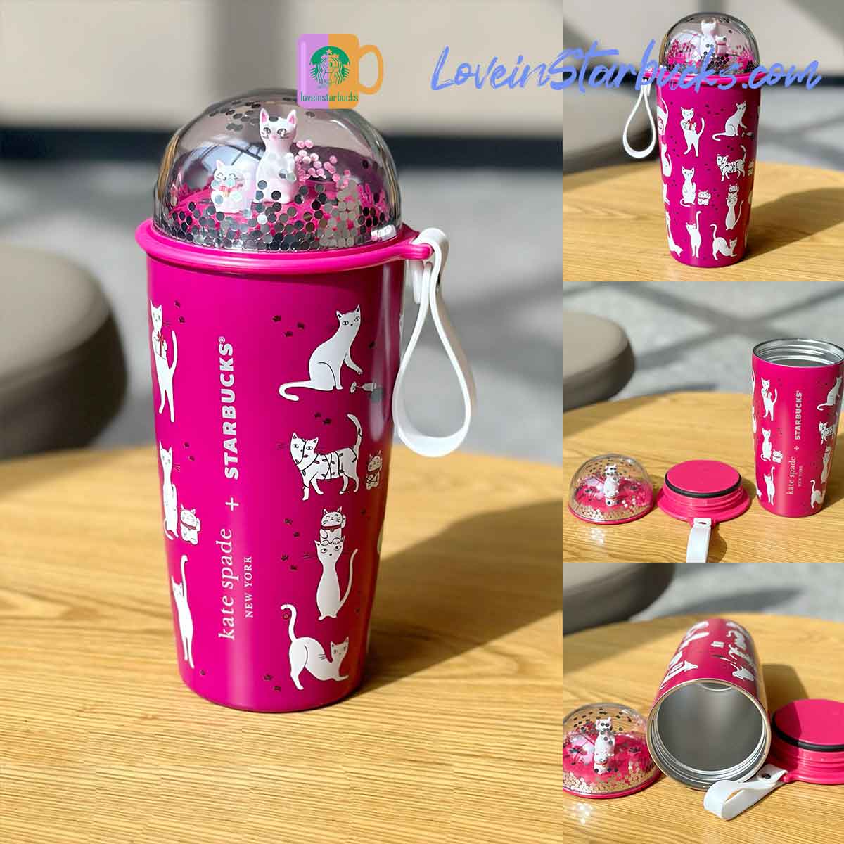 Starbucks tumblers 2023 China kate spade co-branded cat red stainless steel cup 355ml Starbucks loveinstarbucks