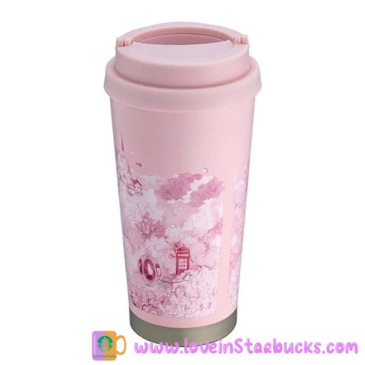 Starbucks Asia 2023 Sakura series - Cherry blossoms fountain stainless steel cup 16oz tumbler Starbucks loveinstarbucks