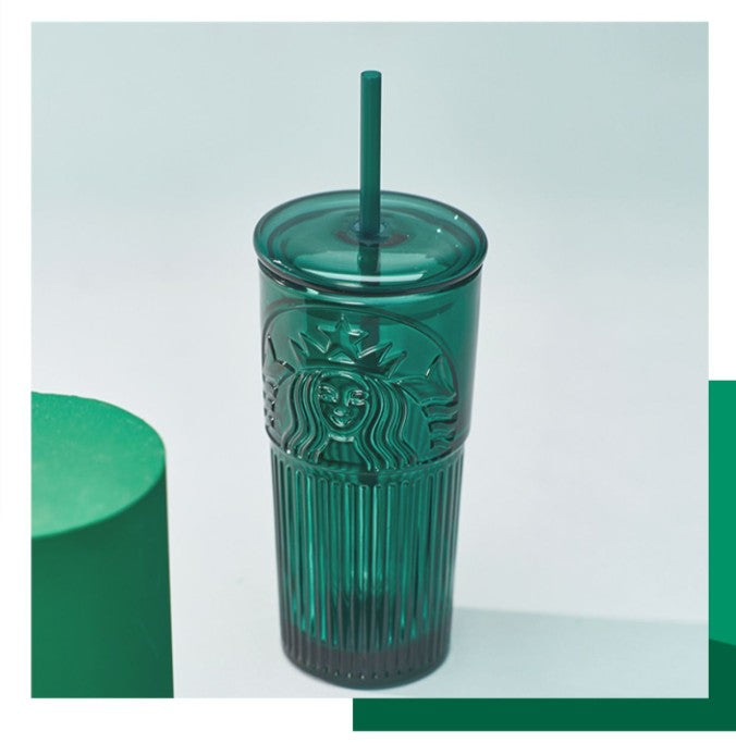 Starbucks tumbler China Dark Green / Blue Green / Unicorn / Peach pink gradient / Sky blue gradient straw Classic Glass cup 18oz Starbucks loveinstarbucks