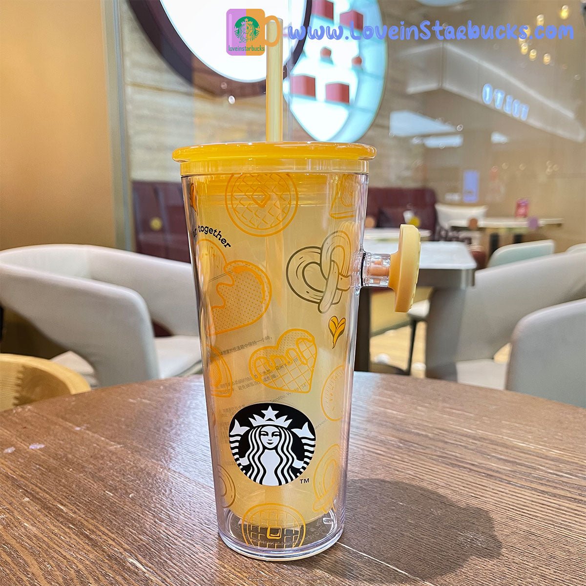 on sale Starbucks Taiwan 2023 butter yellow Finger buckle Straw cup Starbucks loveinstarbucks
