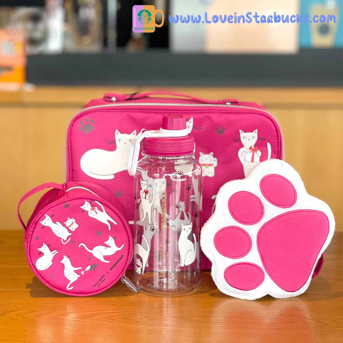 Starbucks 2023 China kate spade co-branded cat Plastic cup 1050ml set Starbucks loveinstarbucks