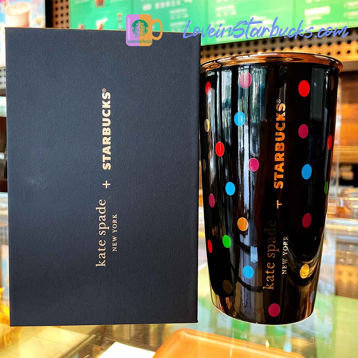 Starbucks Kate spade co-branded color dots Double-layer mug 375ml Starbucks loveinstarbucks