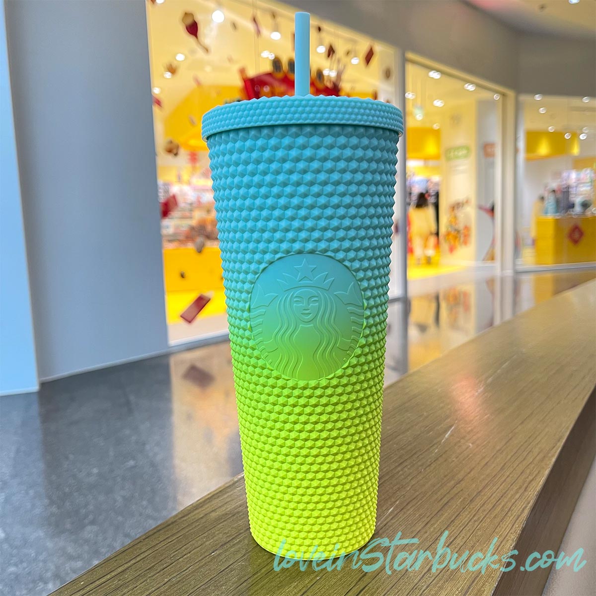 on sale Starbucks Taiwan ombrÃ© matte green yellow gradient studded cold tumbler cup 24oz Starbucks loveinstarbucks