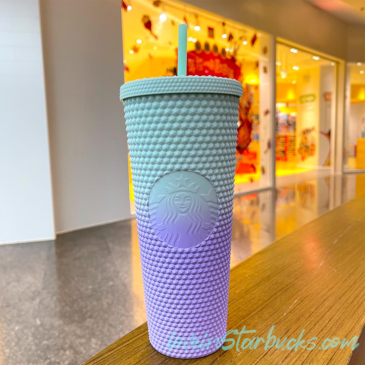 Starbucks Taiwan ombrÃ© matte purple cyan gradient studded cold tumbler cup 24oz Starbucks loveinstarbucks