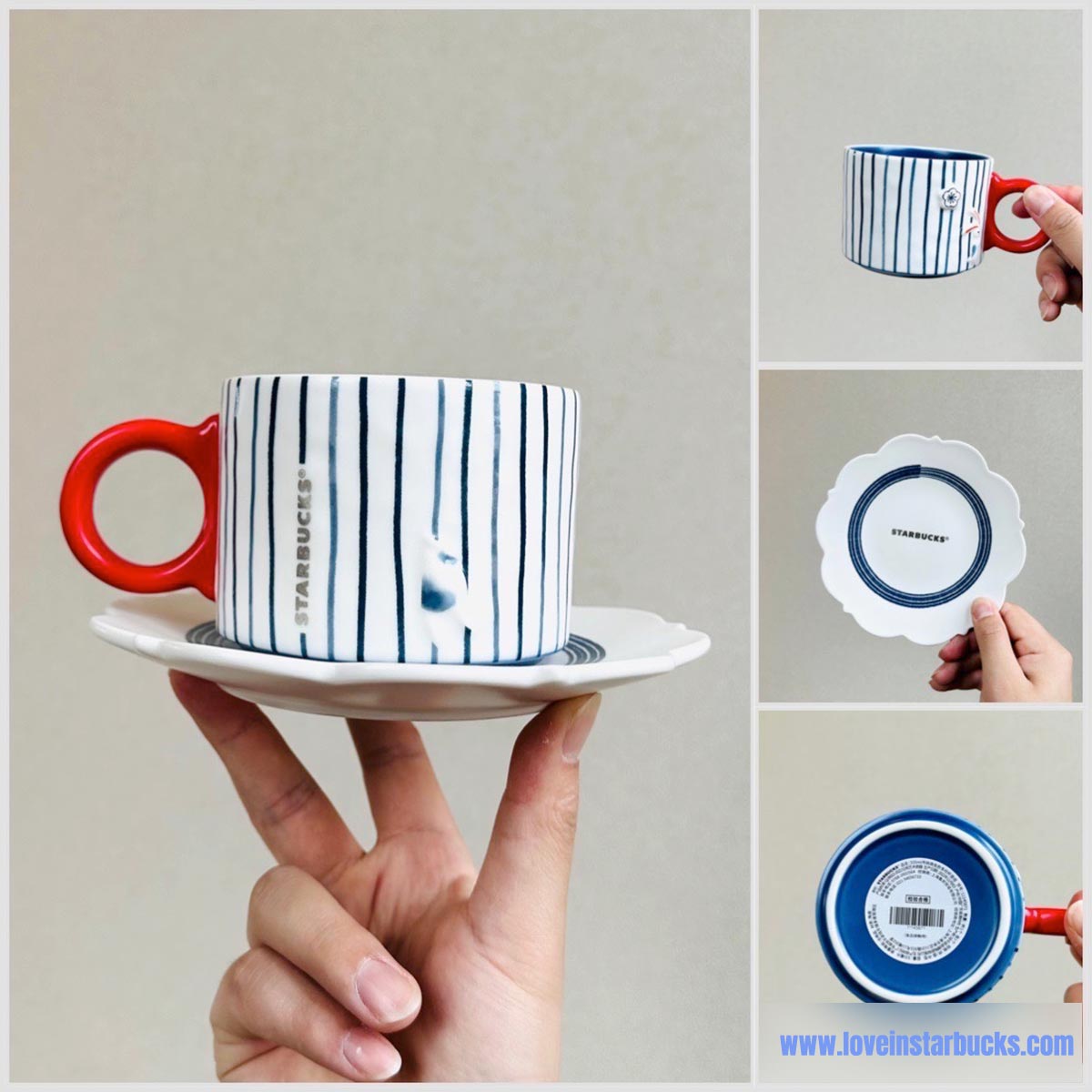 Starbucks tumblers 2023 China Cute rabbit blue and white Striped mug set 355ml Starbucks loveinstarbucks