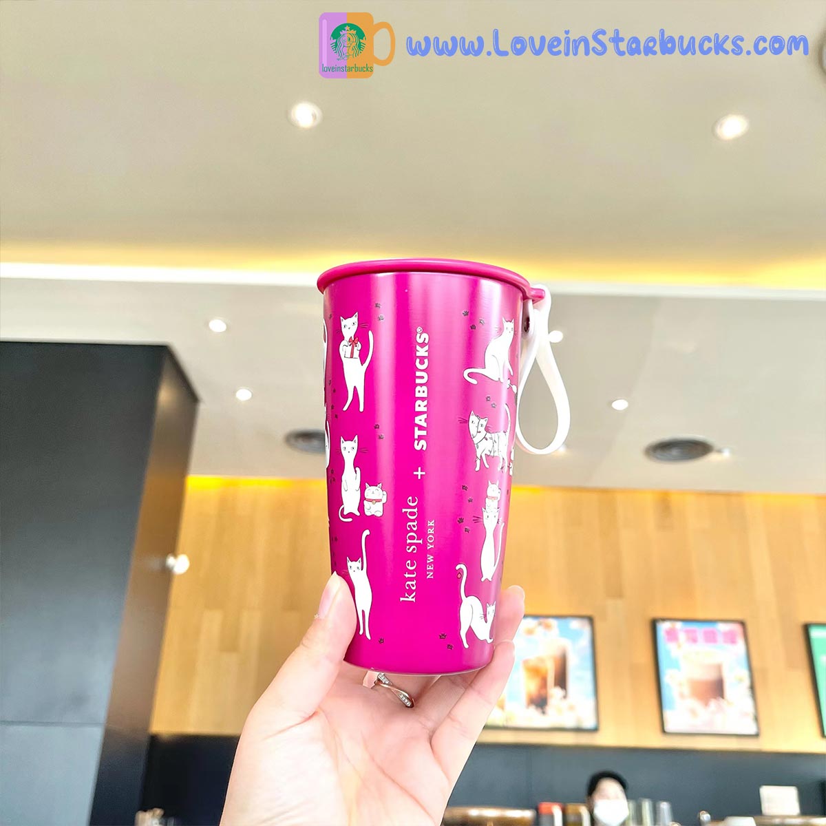 Starbucks tumblers 2023 China kate spade co-branded cat red stainless steel cup 355ml Starbucks loveinstarbucks