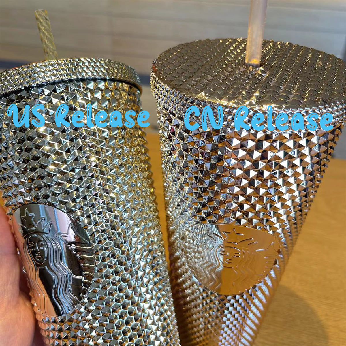 Starbucks tumbler China bling gold bronze straw cold studded cup 24oz Starbucks loveinstarbucks