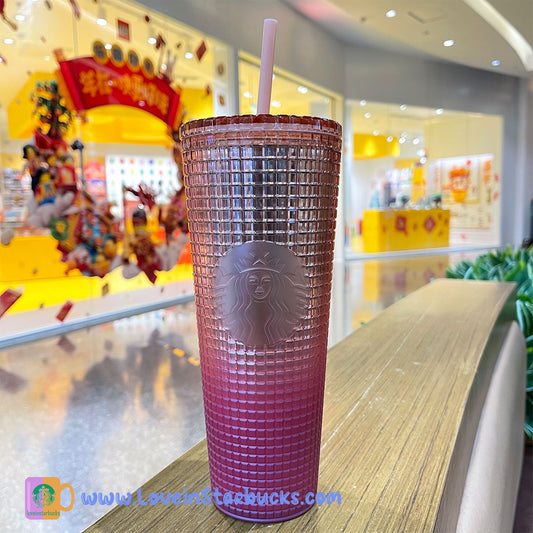 Starbucks tumblers Taiwan 2023 new year pink gird Straw cup 24oz Starbucks loveinstarbucks