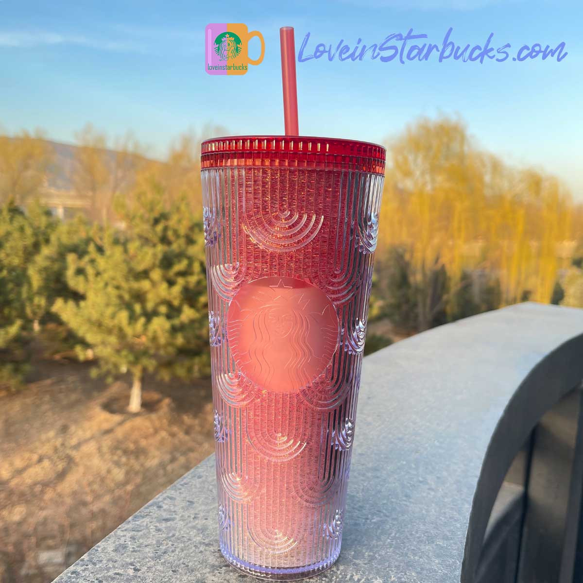 on sale Starbucks China 2023 new year online gradient red scale straw cold cup 24oz Starbucks loveinstarbucks
