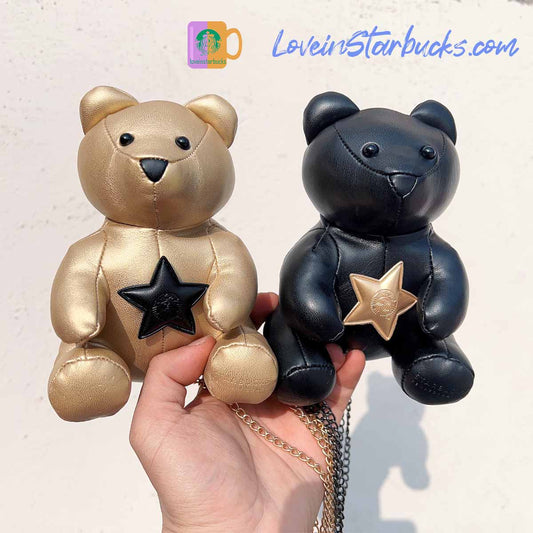 on sale Starbucks China 10th anniversary gold and black bear cross body coin purse bag Starbucks loveinstarbucks