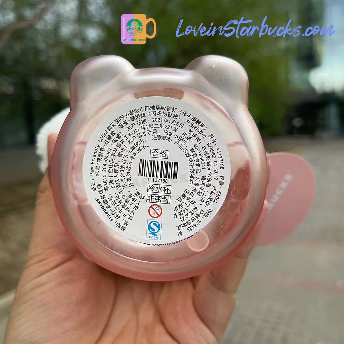 Starbucks China tumblers 560ml Cherry Blossom Cat Headgear barista Bear Glass Straw Cup Starbucks loveinstarbucks
