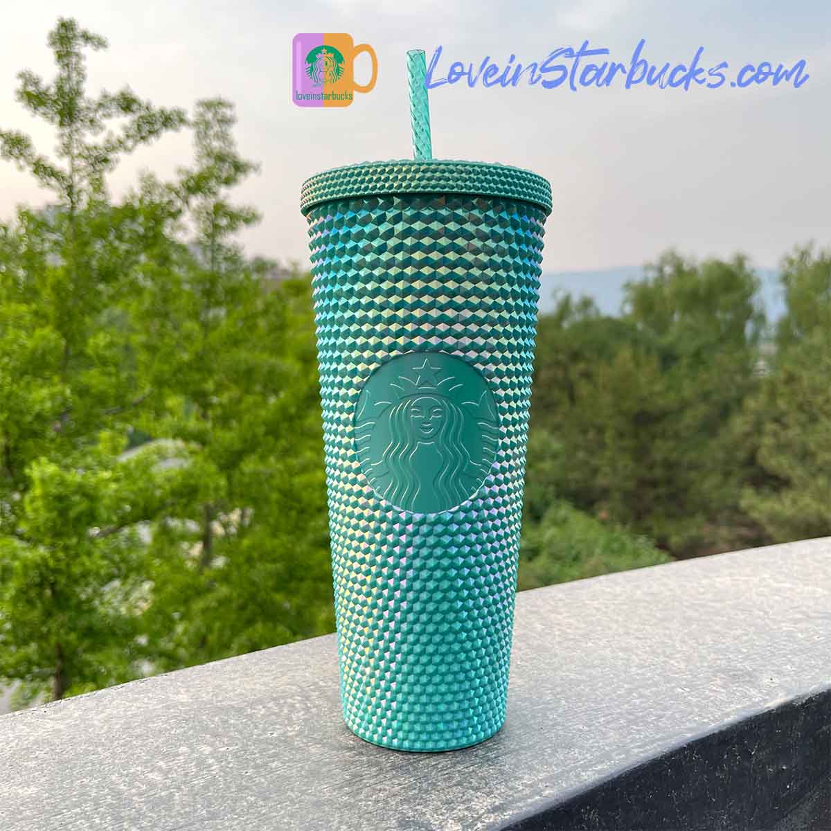 Starbucks Tumblers Indonesia 2023 Turquoise Mustard and Pistachio studded straw cup 24oz Starbucks loveinstarbucks