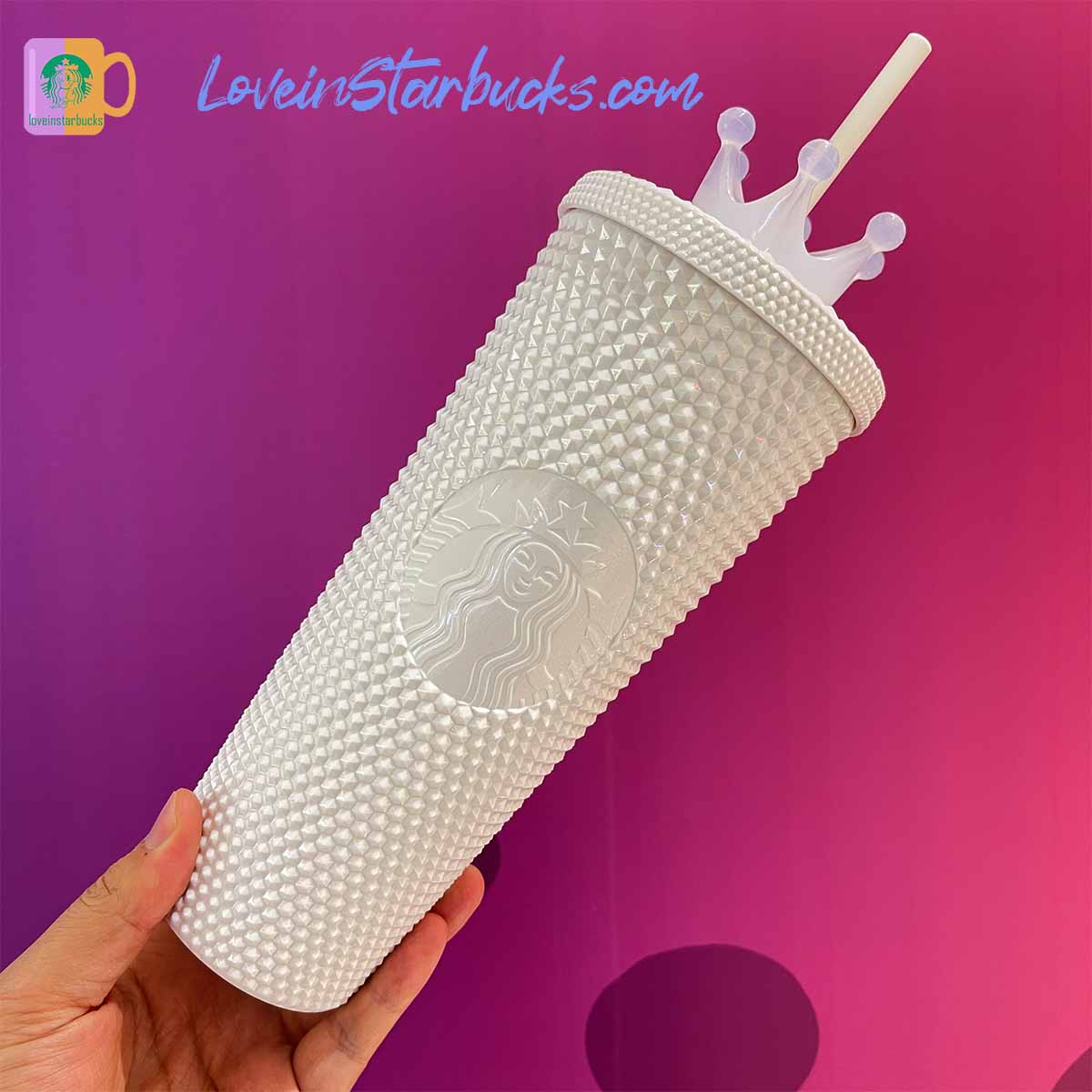 Starbucks tumblers Taiwan Shinning white crown studded cold straw cup 24oz Starbucks loveinstarbucks