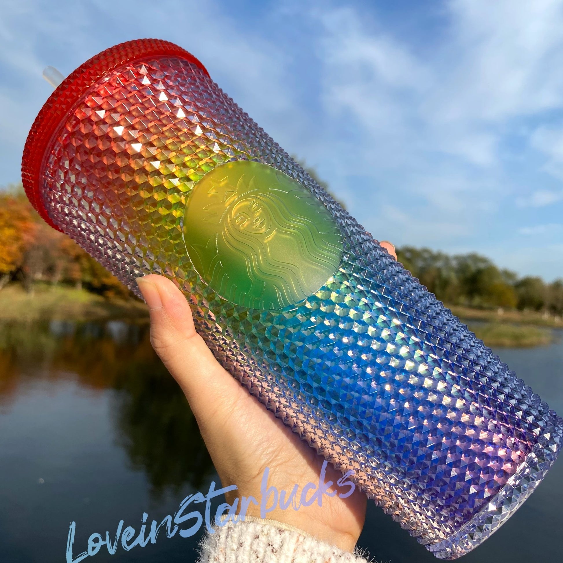 on sale Starbucks China tumbler 2021 Valentine's Day Edition Rainbow pride studded straw cup 24oz Starbucks loveinstarbucks