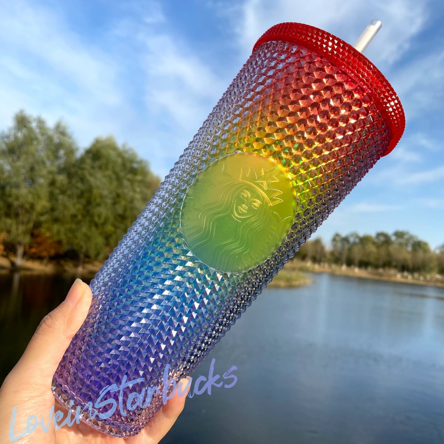 on sale Starbucks China tumbler 2021 Valentine's Day Edition Rainbow pride studded straw cup 24oz Starbucks loveinstarbucks