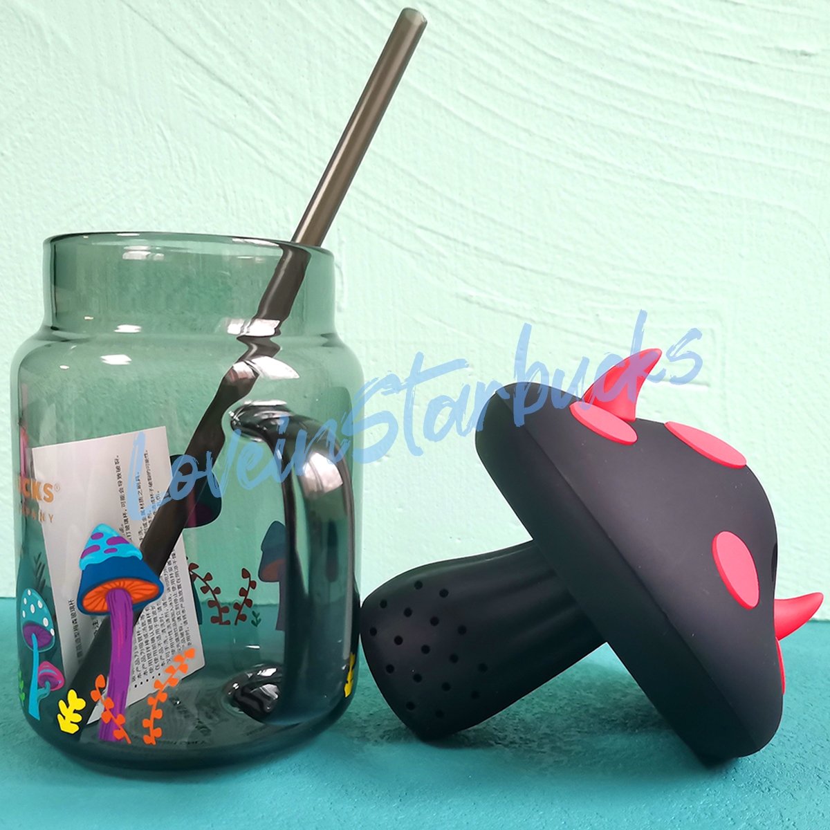 Starbucks China 2021 Halloween Mushroom shape glass 525ml Starbucks loveinstarbucks