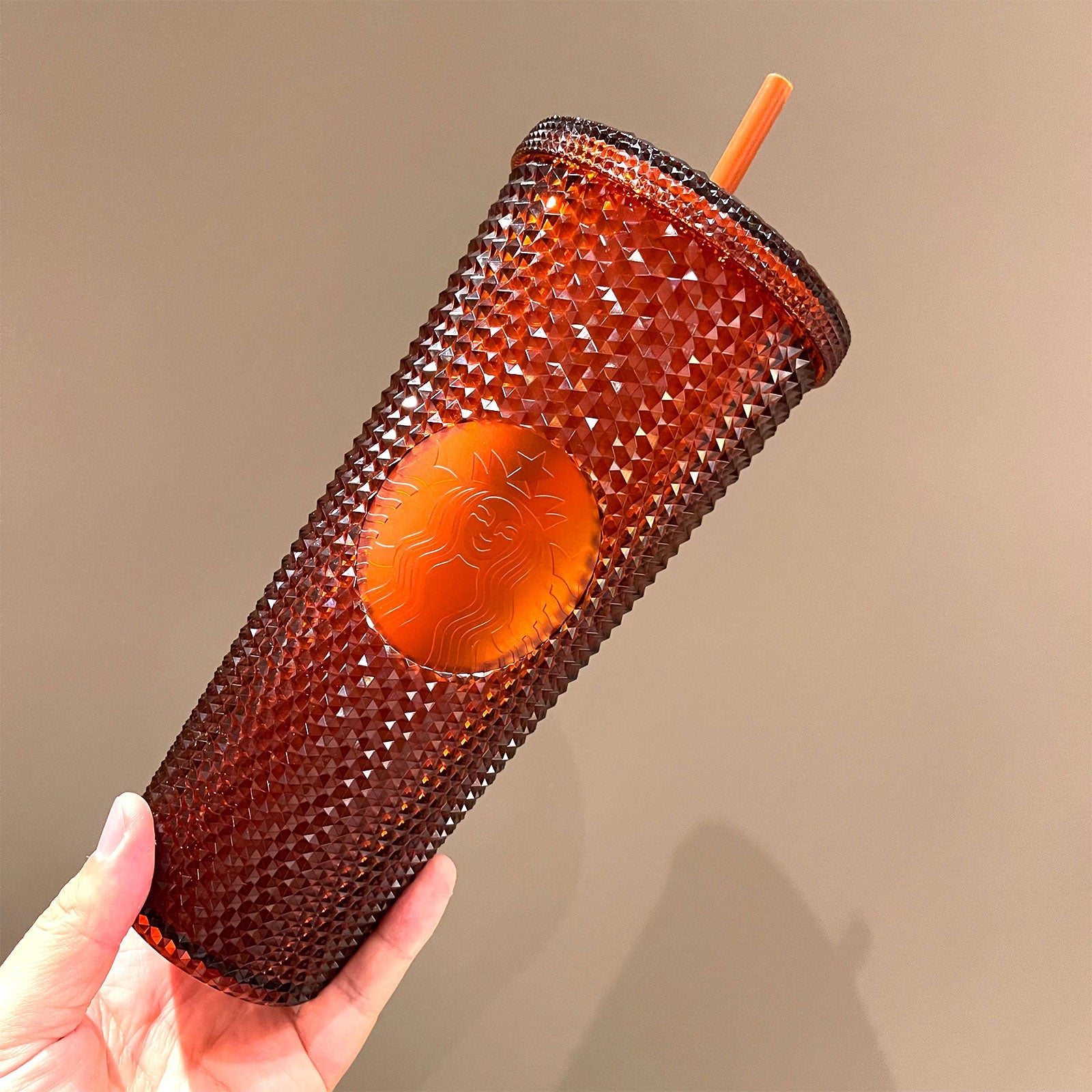on sale Starbucks China 2022 Halloween orange Pumpkin straw studded cup 24oz Starbucks loveinstarbucks