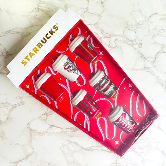Starbucks China mini Classic red ceramics cup ornaments -6 mini cups Starbucks loveinstarbucks