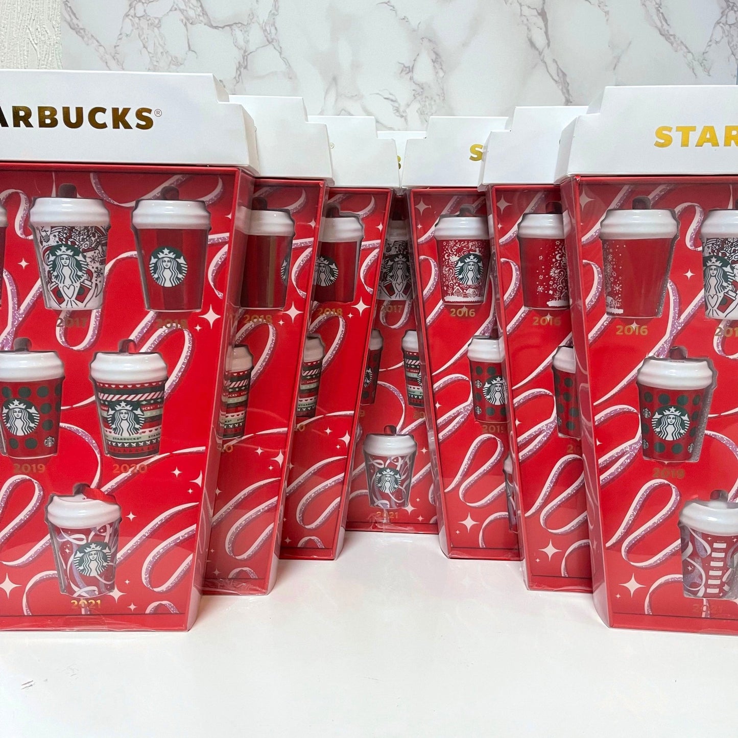 Starbucks China mini Classic red ceramics cup ornaments -6 mini cups Starbucks loveinstarbucks