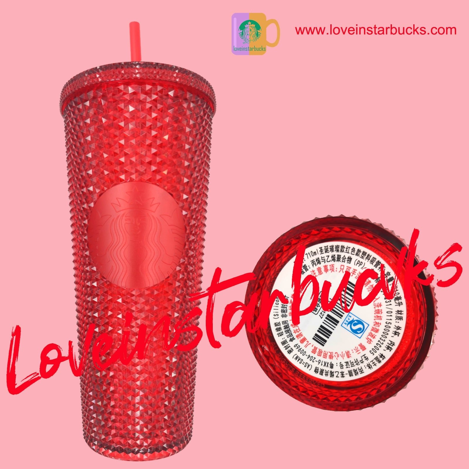 Starbucks China Red Bling Studded Tumbler 24oz cold cup Starbucks loveinstarbucks