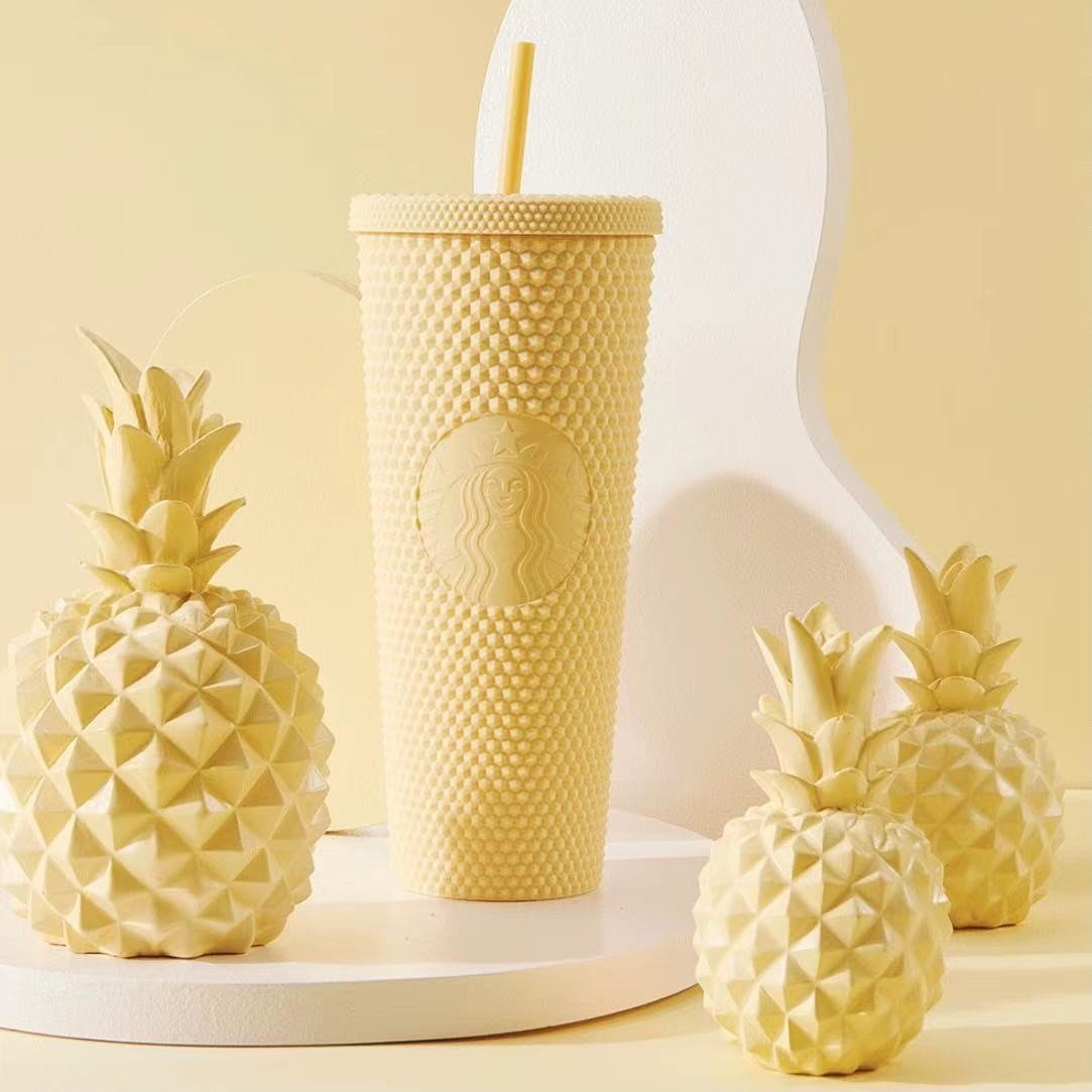 Starbucks 2021 China Butter Yellow Matte Studded 24oz Cup straw cold cup Starbucks loveinstarbucks