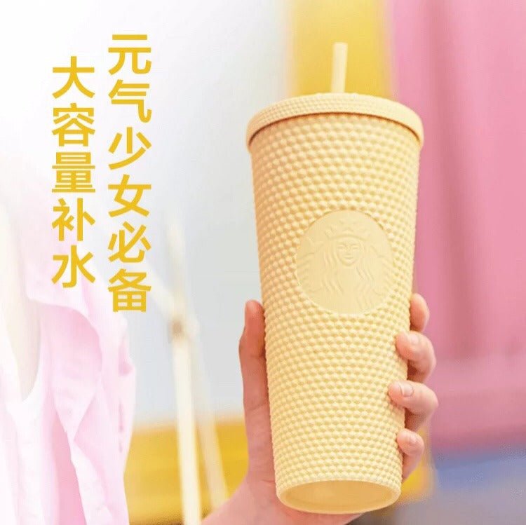 Starbucks 2021 China Butter Yellow Matte Studded 24oz Cup straw cold cup Starbucks loveinstarbucks
