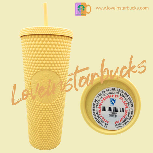 Starbucks 2021 China Butter Yellow Matte Studded 24oz Cup straw cold cup Starbucks loveinstarbucks