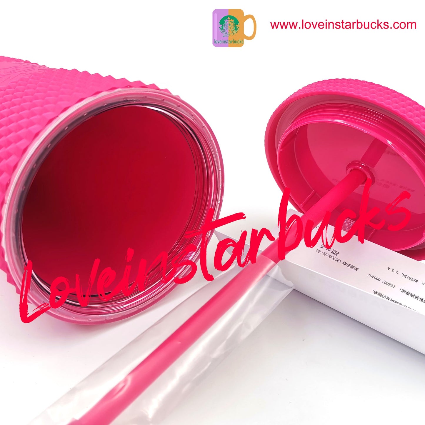 Starbucks 2021 Taiwan Tumbler Ruby Pink Matte Diamond Studded 24oz Straw Cold Cup Starbucks loveinstarbucks