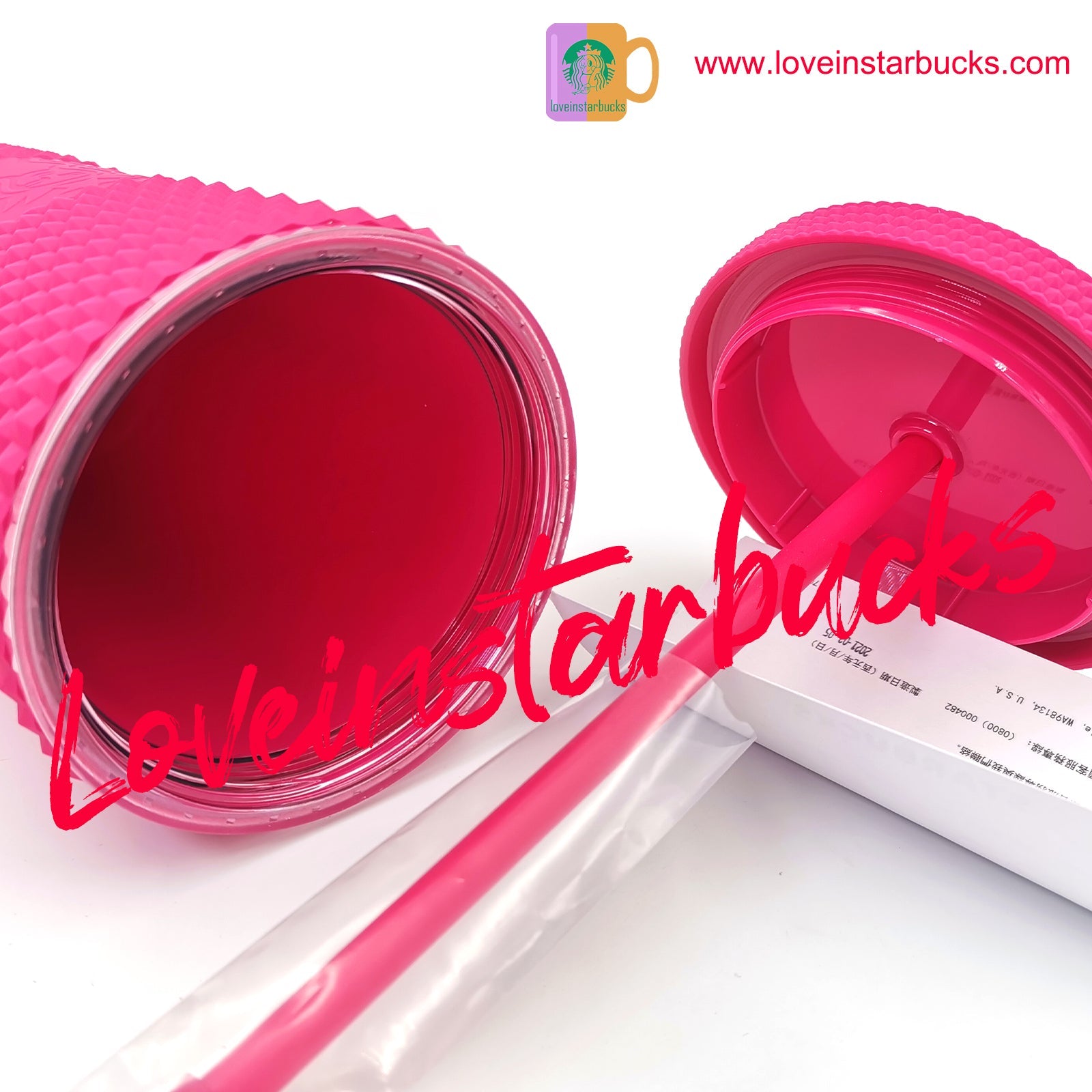 Starbucks 2021 Taiwan Tumbler Ruby Pink Matte Diamond Studded 24oz Straw Cold Cup Starbucks loveinstarbucks