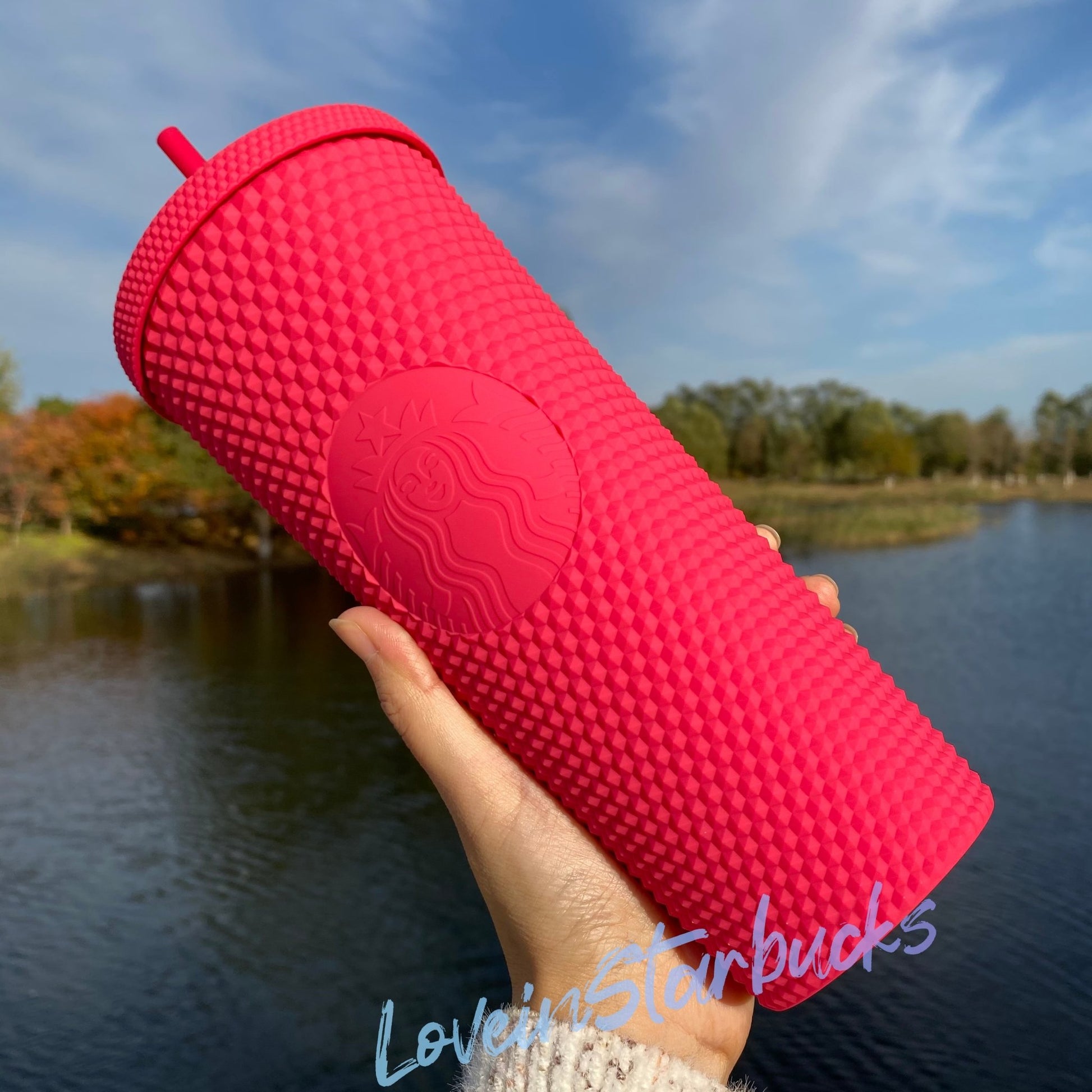 Starbucks 2021 Taiwan Tumbler Ruby Pink Matte Diamond Studded 24oz Straw Cold Cup Starbucks loveinstarbucks