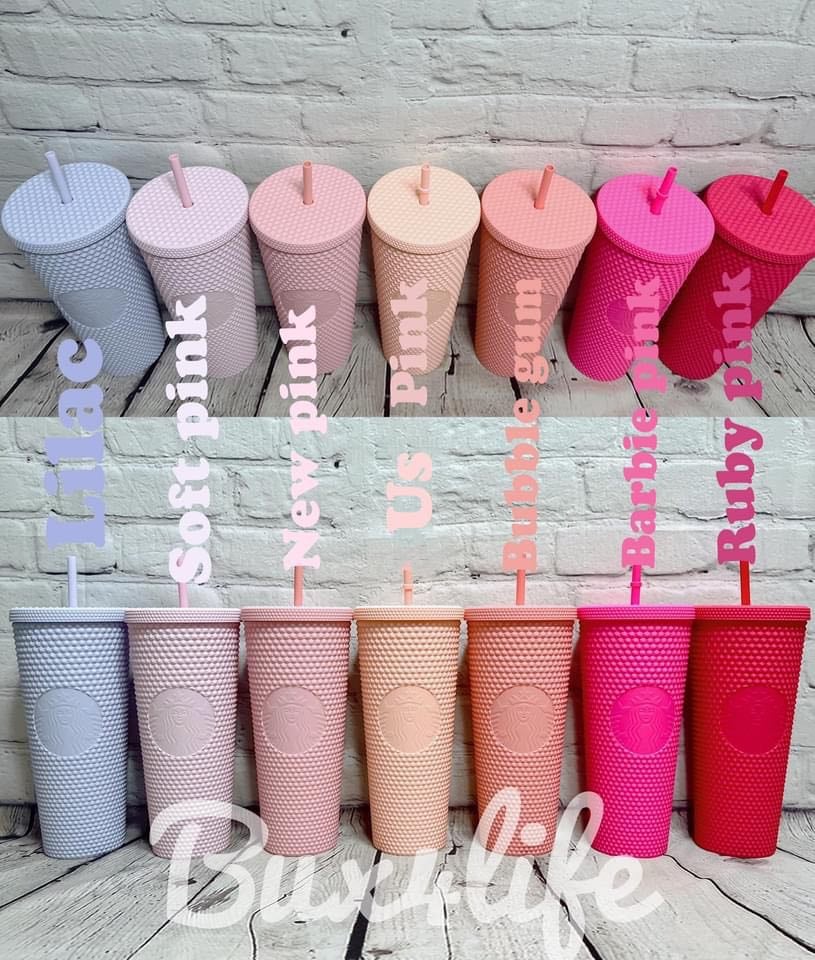 Starbucks 2021 Taiwan Tumbler Ruby Pink Matte Diamond Studded 24oz Straw Cold Cup Starbucks loveinstarbucks