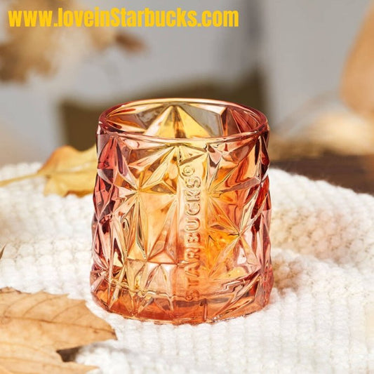 Starbucks 2022 autumn forest Golden Autumn Gradient Cut Glass 300ml Starbucks loveinstarbucks