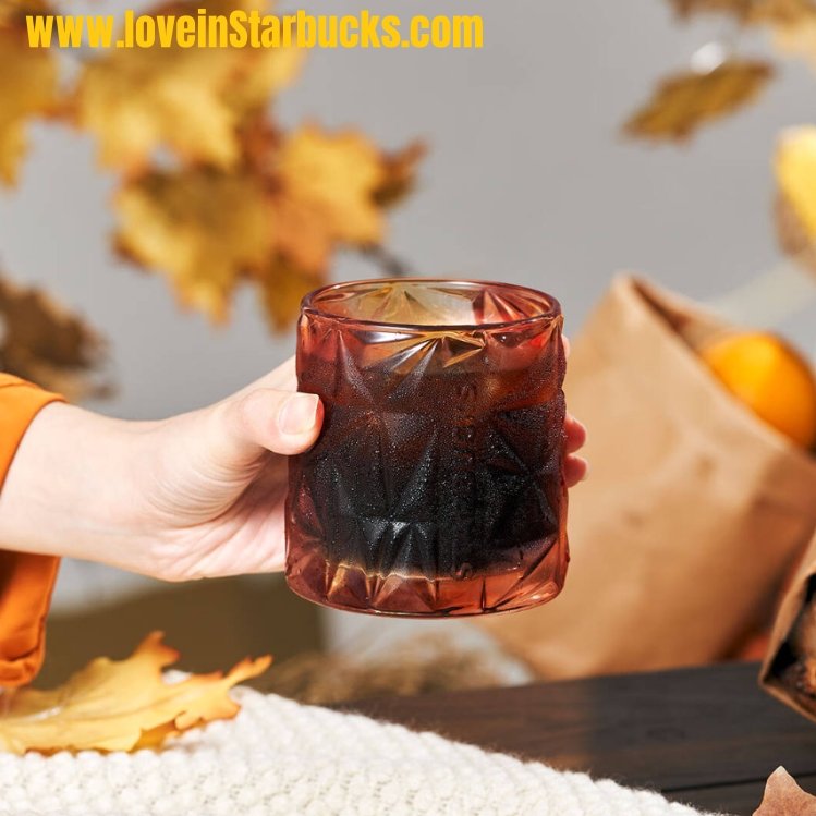 Starbucks 2022 autumn forest Golden Autumn Gradient Cut Glass 300ml Starbucks loveinstarbucks