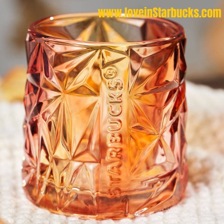 Starbucks 2022 autumn forest Golden Autumn Gradient Cut Glass 300ml Starbucks loveinstarbucks