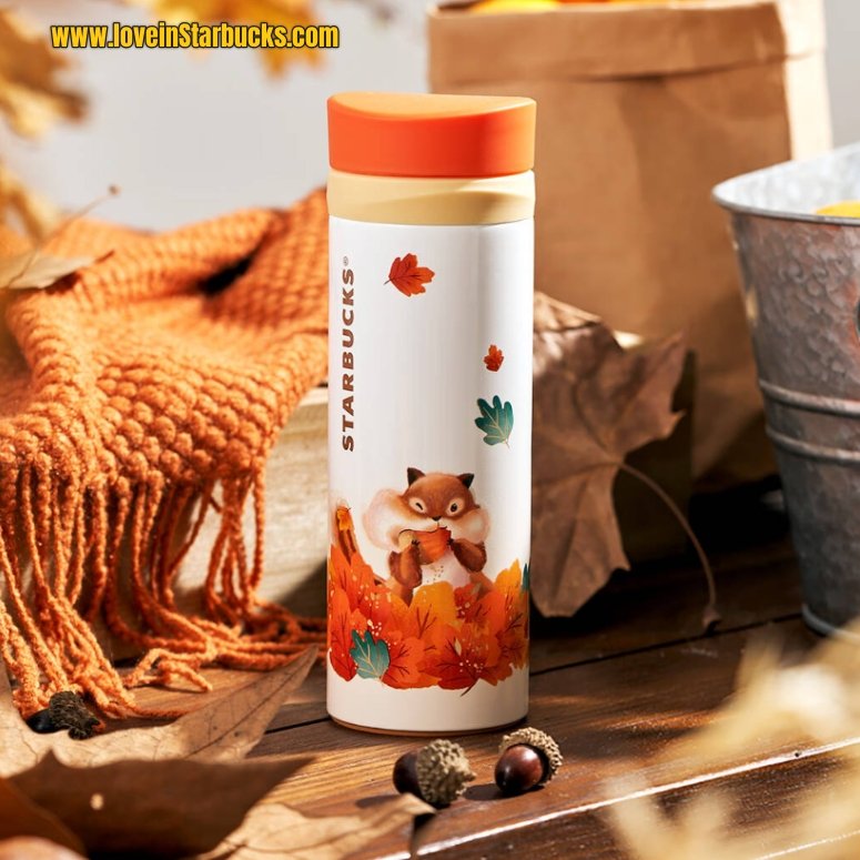 Starbucks 2022 autumn forest Maple Leaf Squirrel Stainless Steel Thermos Cup 355ml Starbucks loveinstarbucks