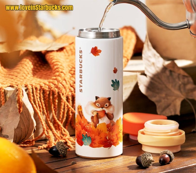 Starbucks 2022 autumn forest Maple Leaf Squirrel Stainless Steel Thermos Cup 355ml Starbucks loveinstarbucks