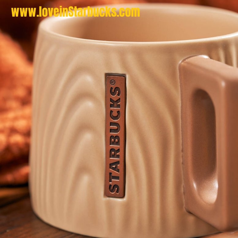 Starbucks 2022 autumn forest Wood grain relief ceramic mug Starbucks loveinstarbucks