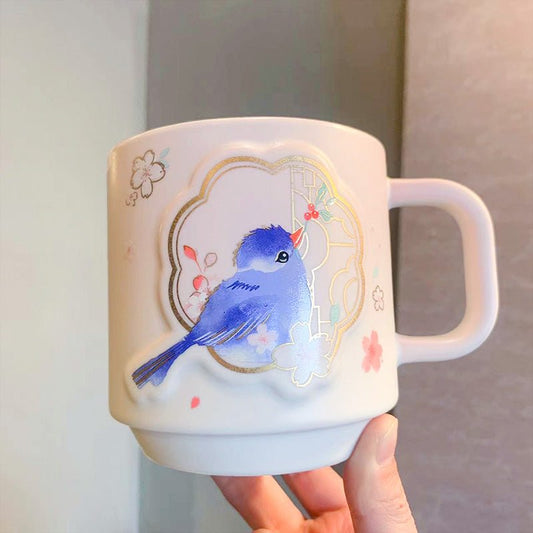 Starbucks 2022 China sakura Bird Watching Flowers Mug 415ml Starbucks loveinstarbucks