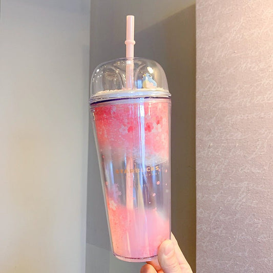 Starbucks 2022 China sakura Double layer plastic straw cup Starbucks loveinstarbucks