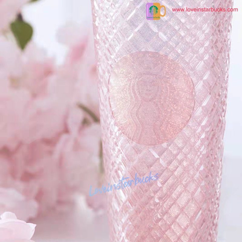 Starbucks 2022 China Sakura Pink Jeweled cold cup 24oz Starbucks loveinstarbucks