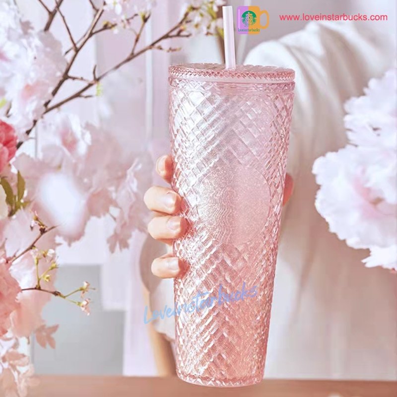 Starbucks 2022 China Sakura Pink Jeweled cold cup 24oz Starbucks loveinstarbucks