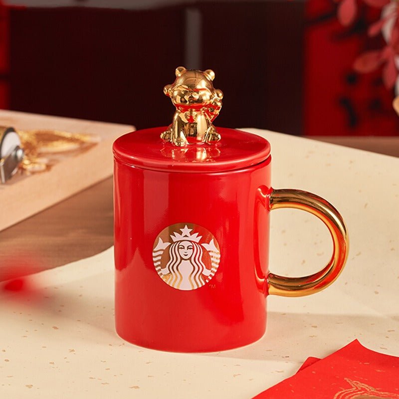 Starbucks 2022 New Year's Cute Tiger 400ml golden mug Starbucks loveinstarbucks