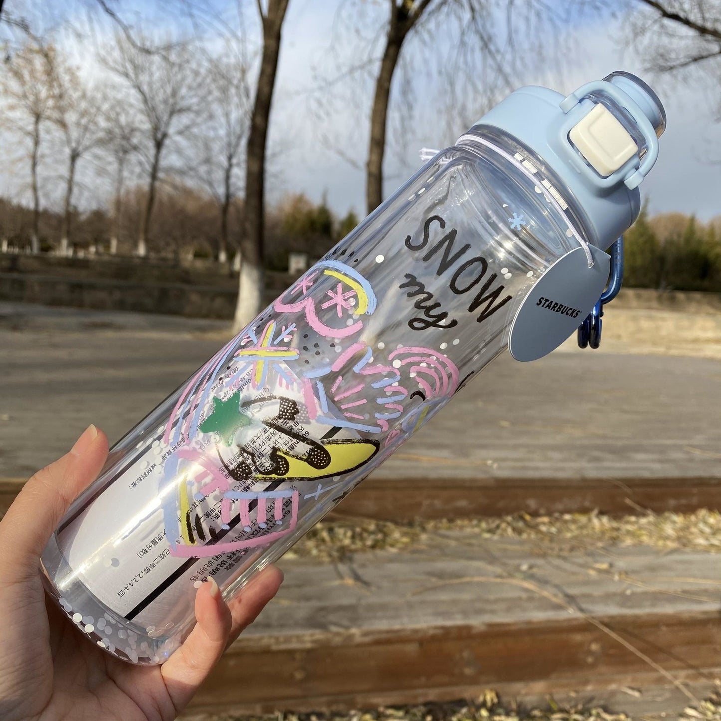 Starbucks 21 Christmas snow mountain Double-layer plastic drink 22oz cup Starbucks loveinstarbucks