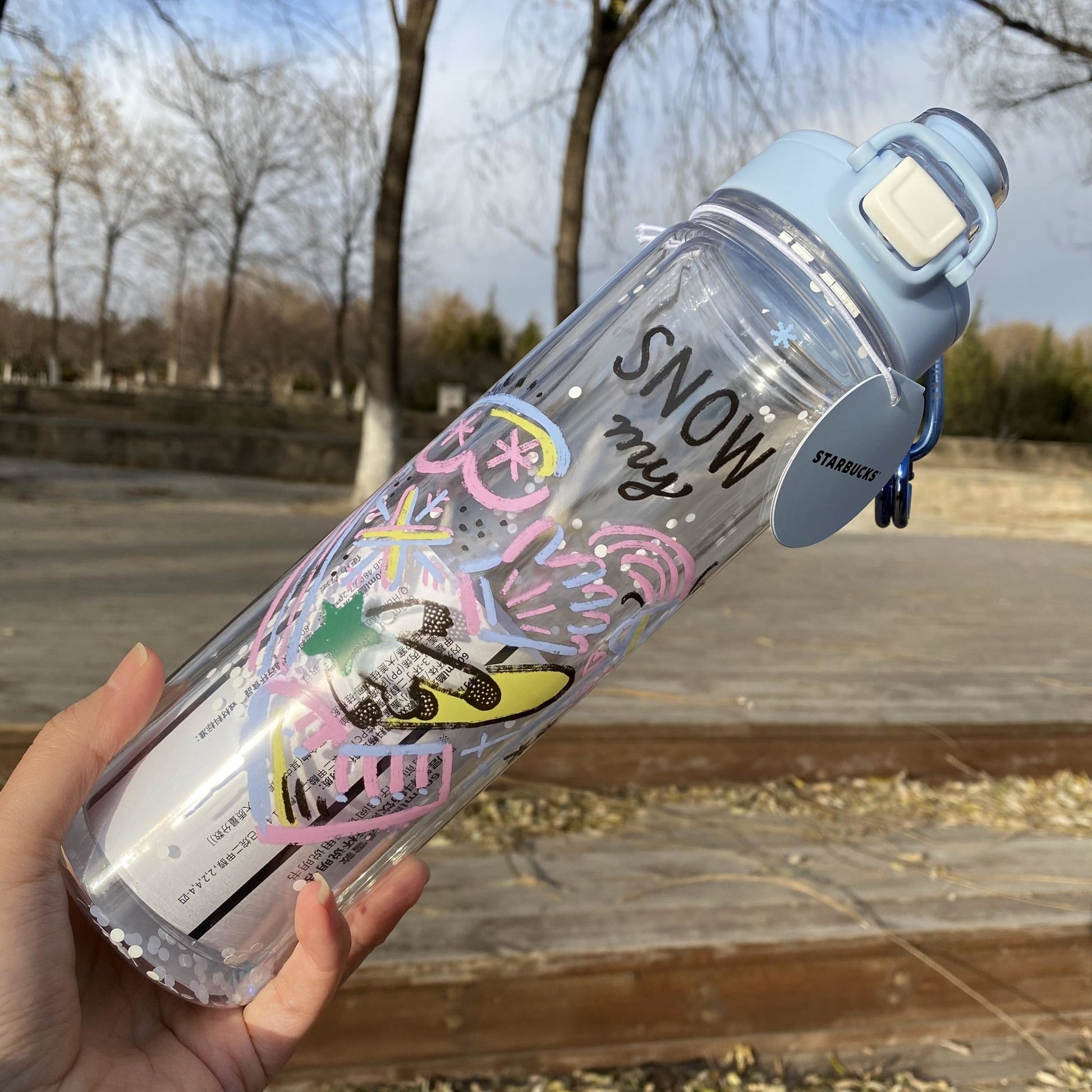 Starbucks 21 Christmas snow mountain Double-layer plastic drink 22oz cup Starbucks loveinstarbucks