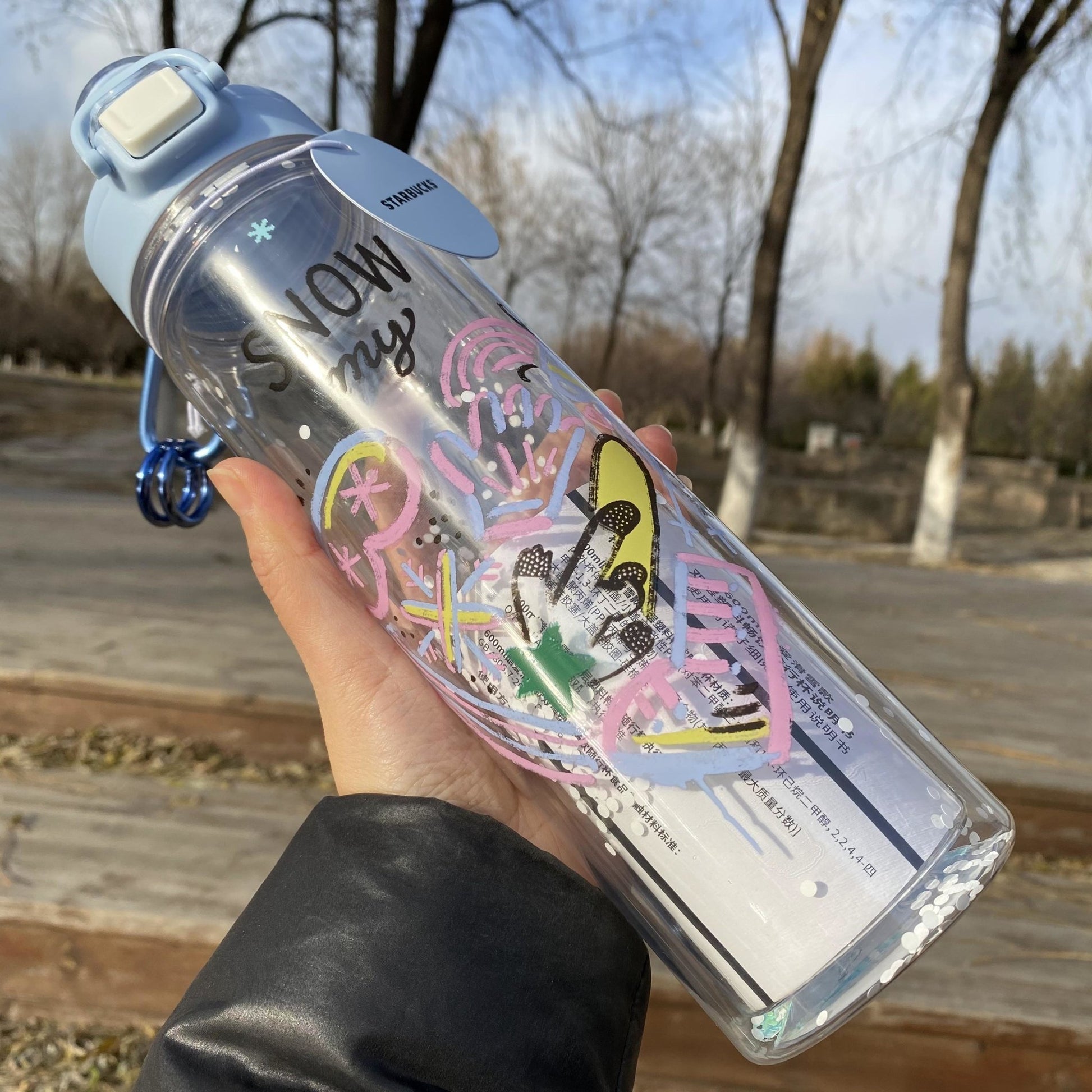 Starbucks 21 Christmas snow mountain Double-layer plastic drink 22oz cup Starbucks loveinstarbucks