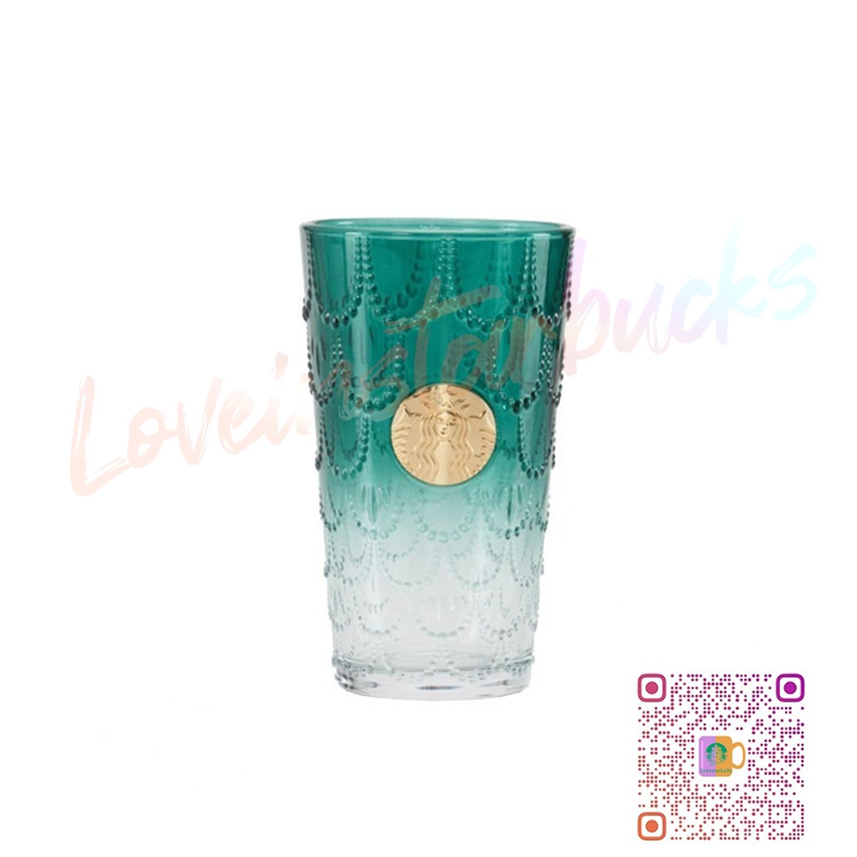 Starbucks 50th Anniversary Fish Scale Glass Cup 405ml Starbucks loveinstarbucks